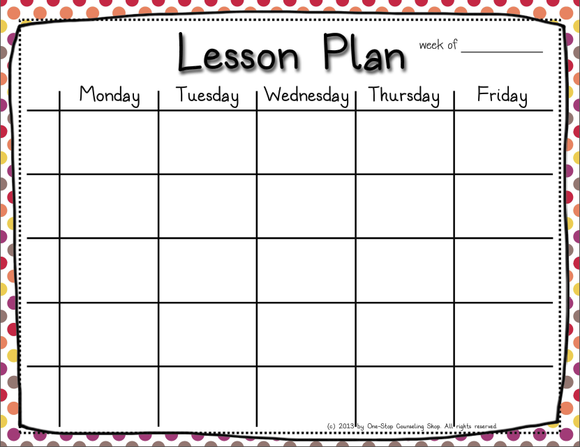 Organization Binder :: Lesson Planning Sheets – One-Stop Counseling Shop