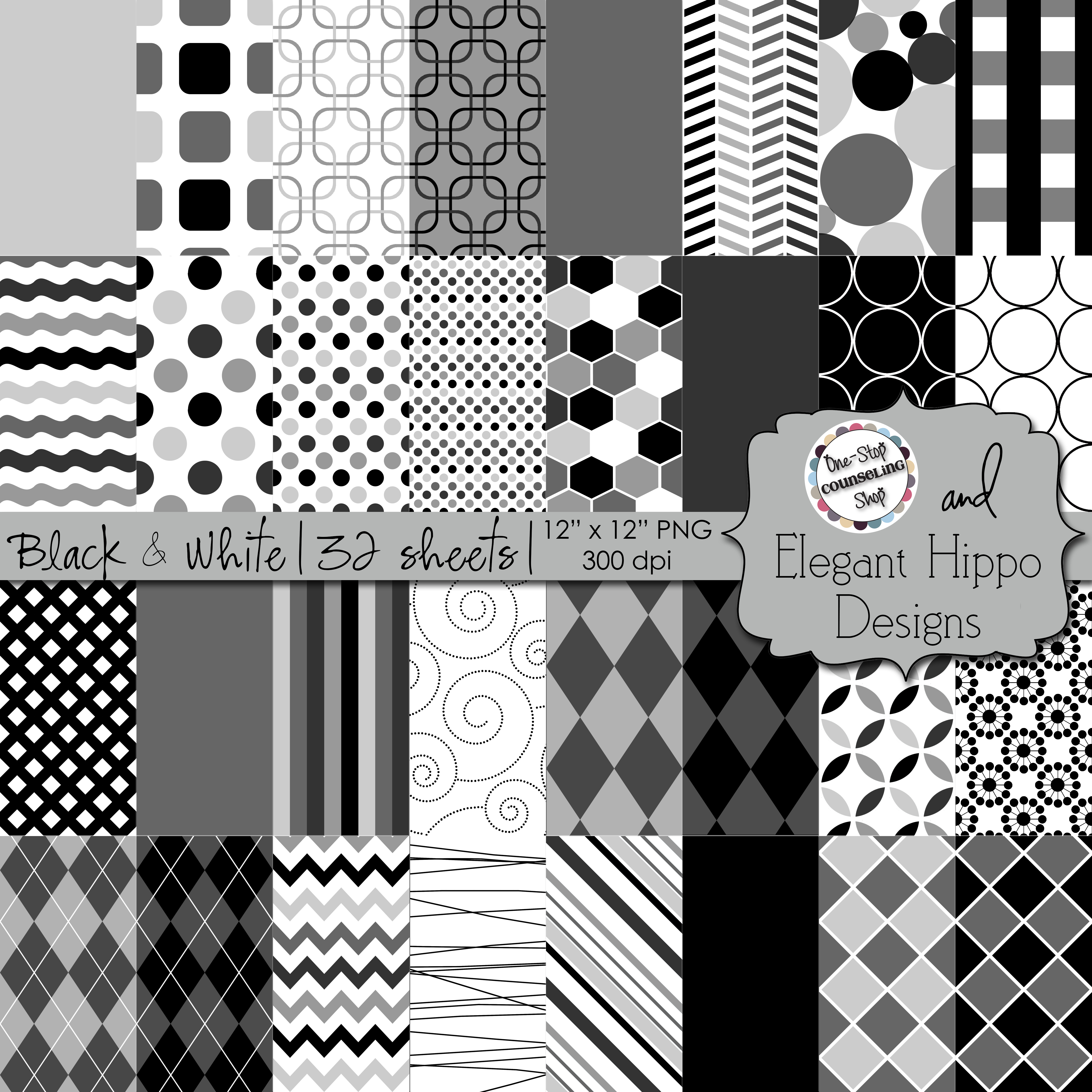 Black & White Digital Papers