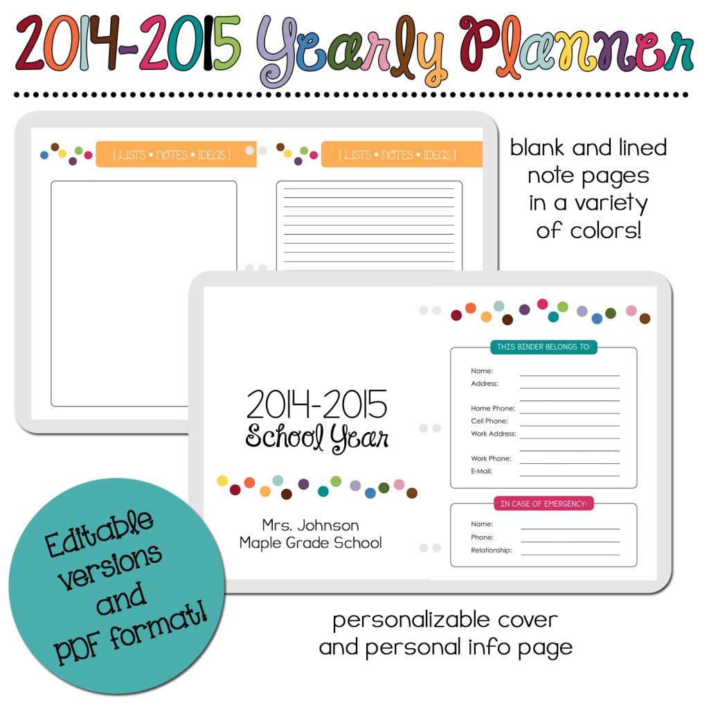 2014-2015 Yearly Planner