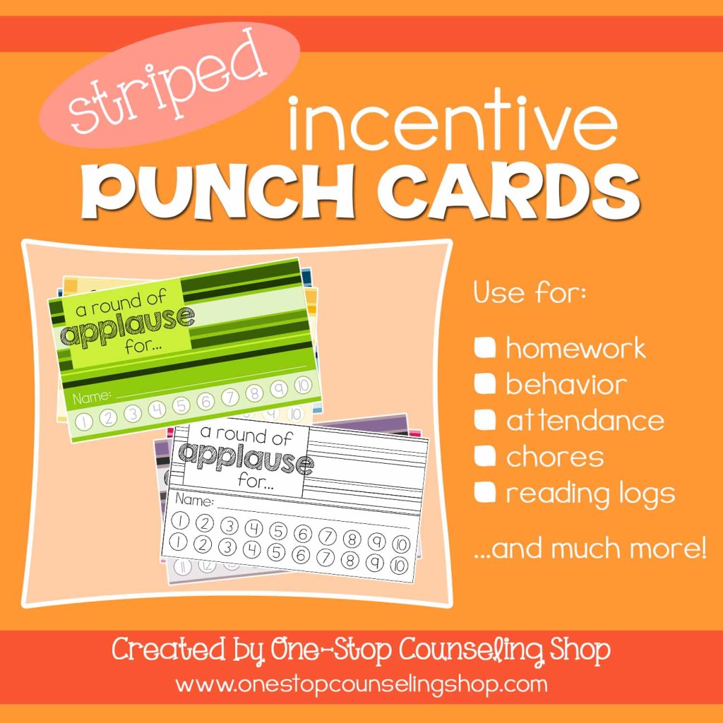 Behavior Incentive Punch Cards: Striped Design – One-Stop Counseling Shop