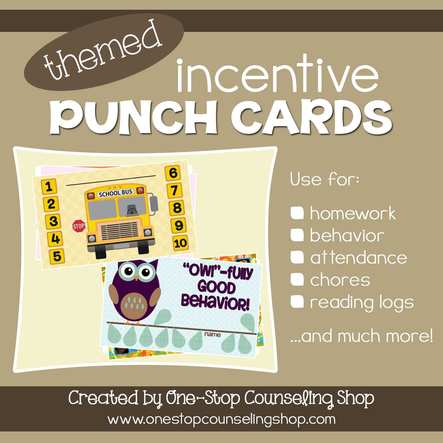 Behavior Incentive Punch Cards: Themed Design – One-Stop